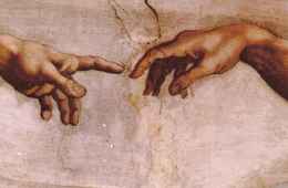 Detail of Michelangelo's The Creation of Adam, inside Sistine Chapel