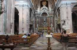 Inside Gesù Nuovo Church in Naples