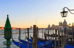 View of gondolas in Venice