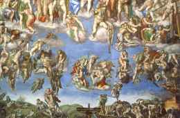 View of Michelangelo's fresco in Sistine Chapel