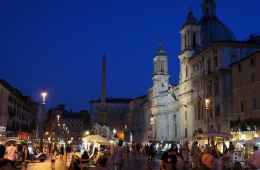 View of Navona Square in Rome at night