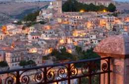 Panoramic View in Ragusa with sunset