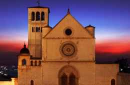 Saint Francis Basilica in Assisi at night