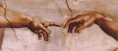 Detail of Michelangelo's The Creation of Adam in Tour of Vatican Museums, Sistine Chapel and Saint Peter's Basilica