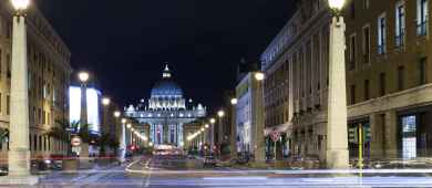 View of Saint Peter's Basilica at night