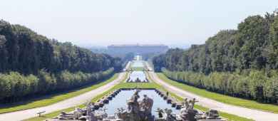 Panoramic view of the gardens of the Royal Palace of Caserta