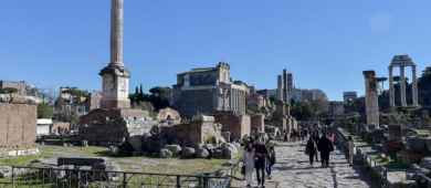 Group walk in the roman forum
